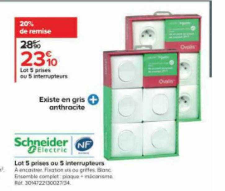 lot 5 prises ou 5 interrupteurs schneider electric
