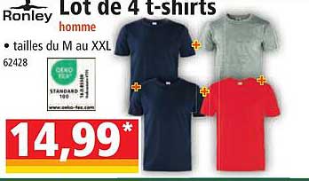 lot de 4 t-shirts homme ronley