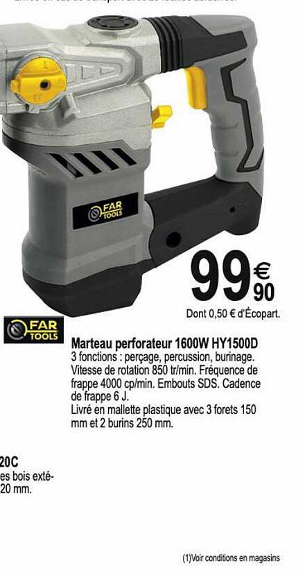 marteau perforateur 1600w hy1500d far tools
