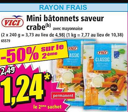 Mini Bâtonnets Saveur Crabe Vici