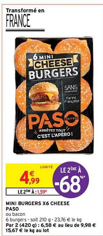 Mini Burgers X 6 Cheese Paso