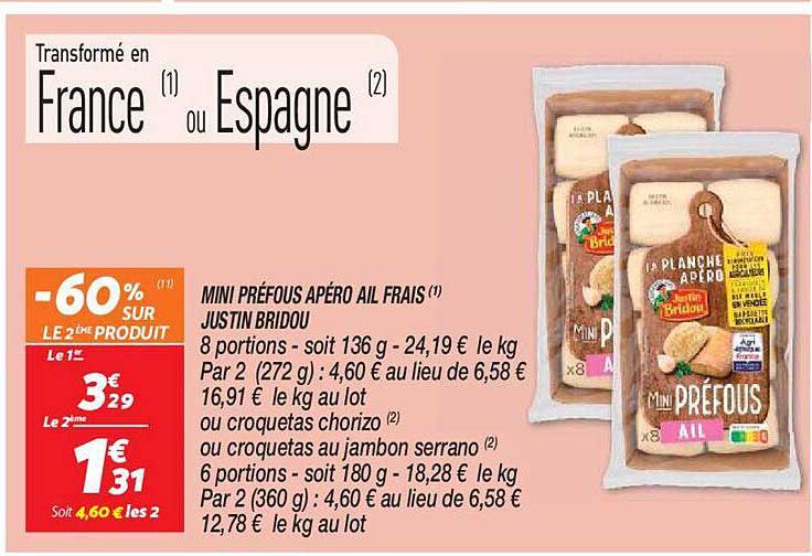 mini préfous apéro ail frais justin bridou