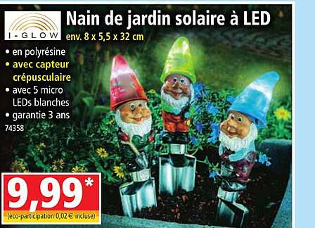 nain de jardin solaire à led i-glow