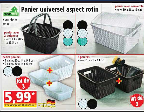 panier universel aspect rotin toptex