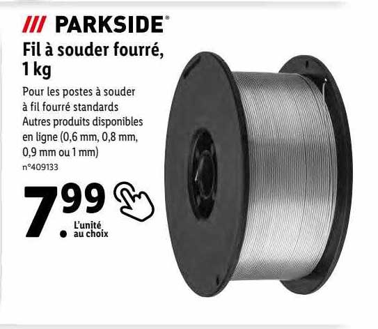 parkside fil à souder fourré 1kg