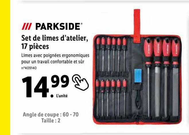 parkside set de limes d'atelier 17 pièces