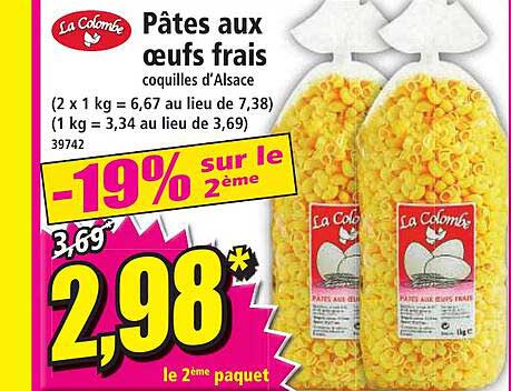 pâtes aux œufs frais coquilles d'alsace la colombe