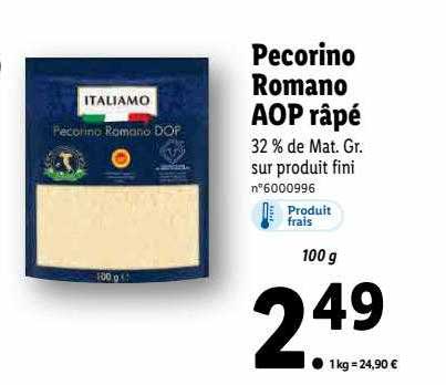 pecorino romano aop râpé italiamo