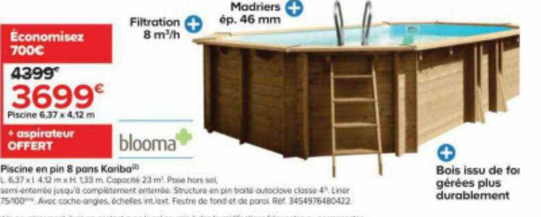 piscine en pin 8 pans kariba blooma