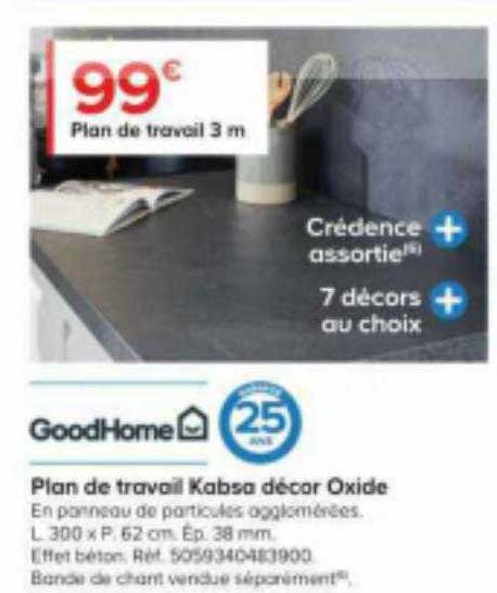 Plan De Travail Kabsa Décor Oxide GoodHome