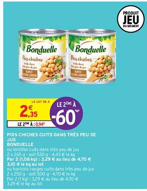 pois chiches cuits dans très peu de jus bonduelle