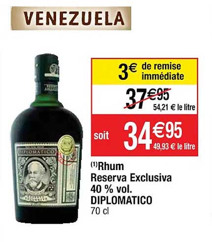 rhum réserva exclusiva 40% vol. diplomatico