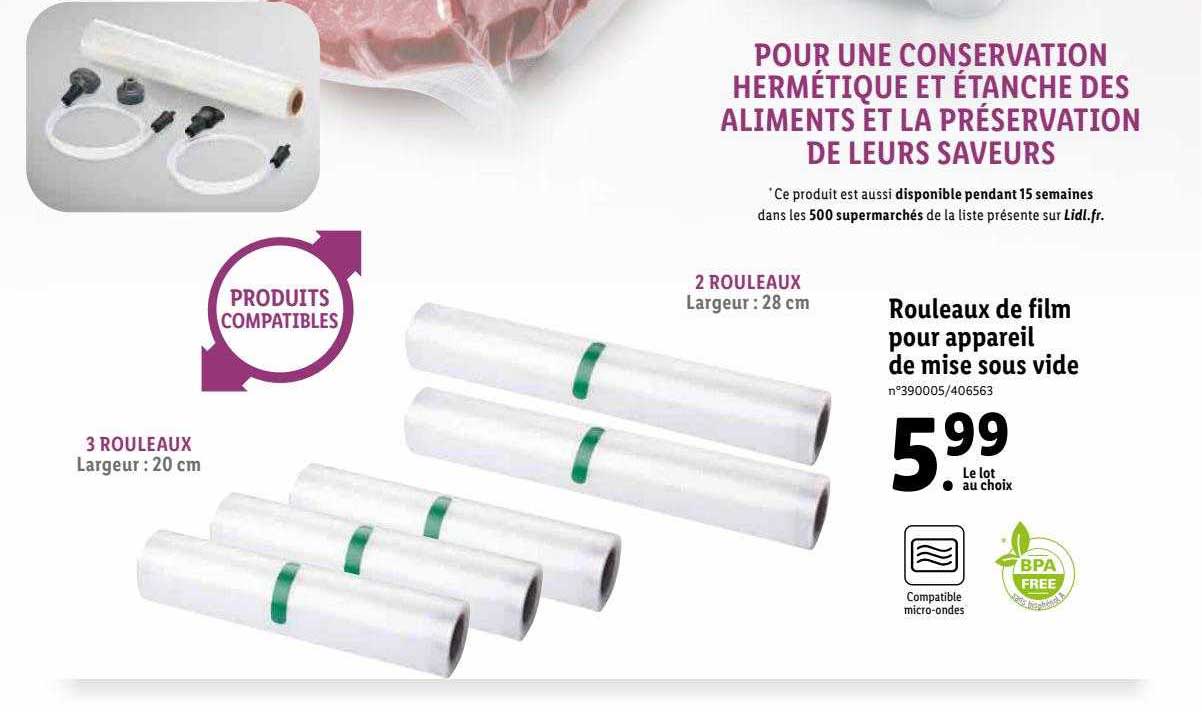 rouleaux de film pour appareil de mise sous vide