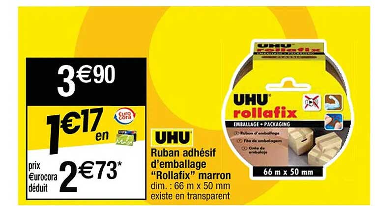 ruban adhésif d'emballage "rollafix" marron uhu
