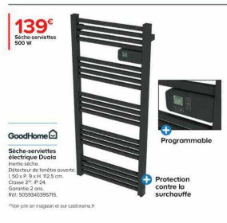 sèche-serviettes électrique duala goodHome