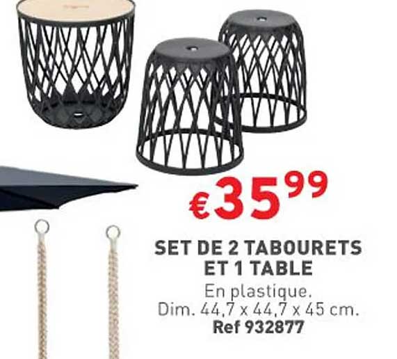 Set De 2 Tabourets Et 1 Table