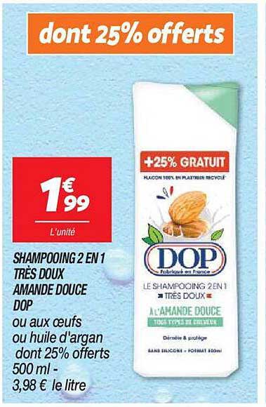 shampooing 2 en 1 très doux amande douce dop