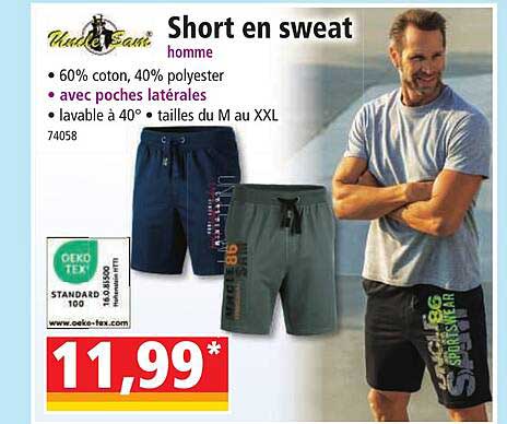 short en sweat homme uncle sam