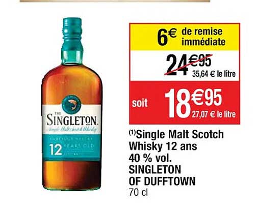 single malt scotch whisky 12 ans 40% vol. singleton of dufftown