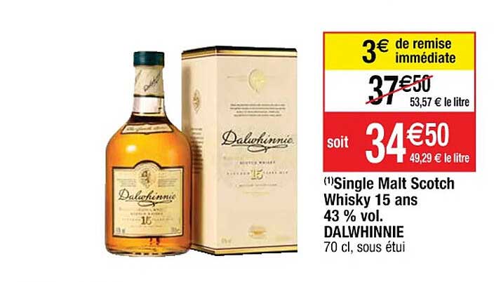 single malt scotch whisky 15 ans 43% vol. dalwhinnie