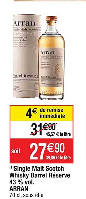 single malt scotch whisky barrel réserve 43% vol. arran