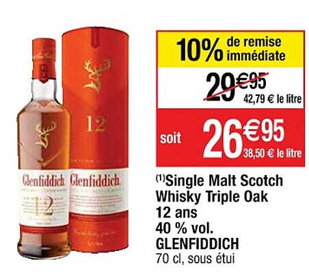 single malt scotch whisky triple oak 12 ans 40% vol. glenfiddich