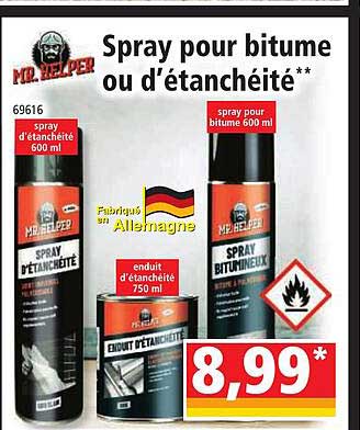 spray pour bitume ou d'étanchéité mr helper