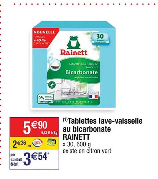 tablettes lave-vaisselle au bicarbonate rainett
