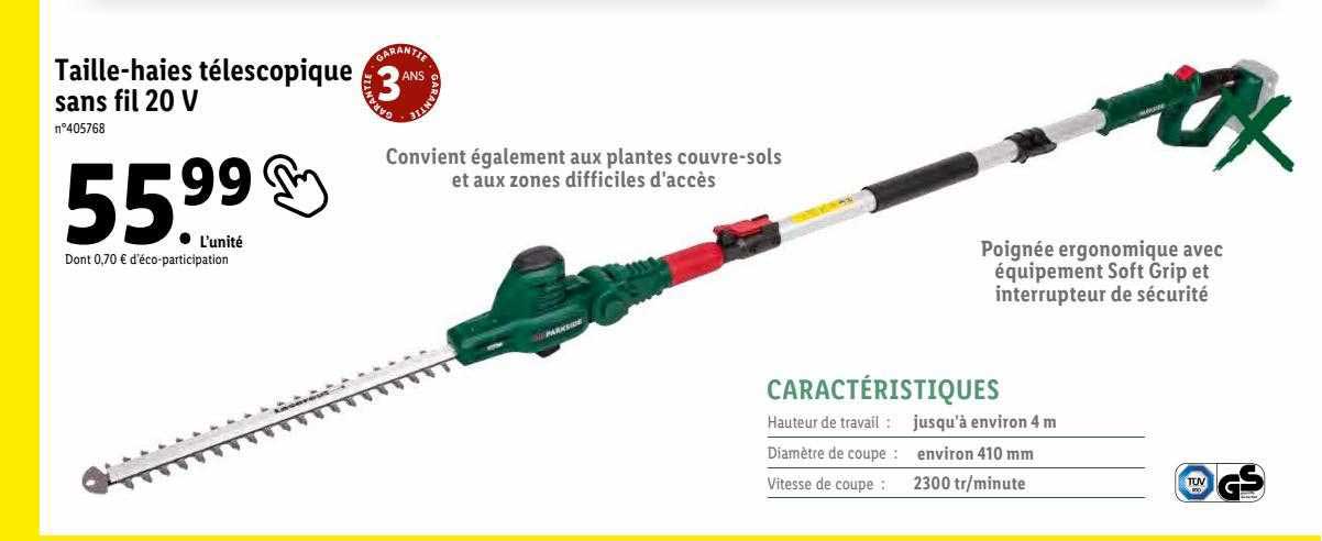 taille-haies télescopique sans fil 20v