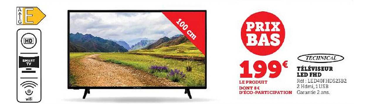 téléviseur led fhd 100 cm technical