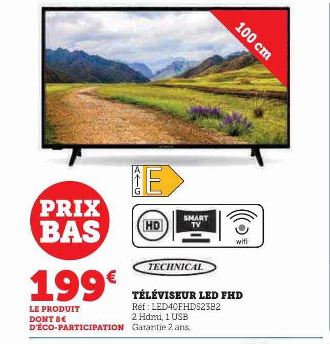 téléviseur led fhd 100 cm technical