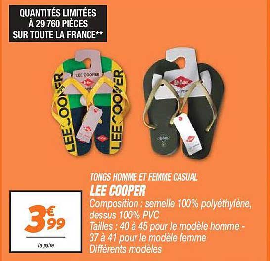 tongs homme et femme casual lee cooper