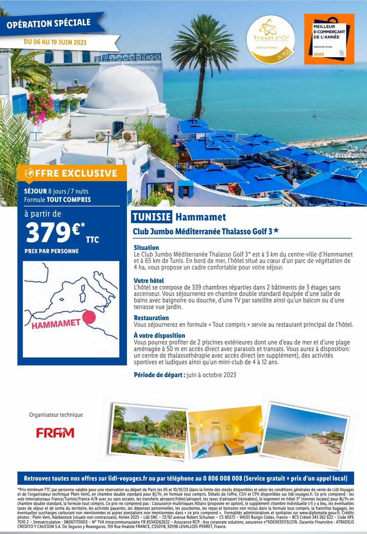 tunisie hammamet : club jumbo méditerranée  thalasso golf 3*