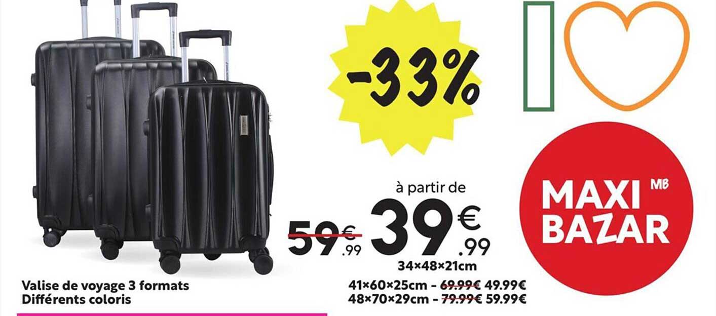 valise de voyage 3 formats différents coloris