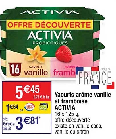 Yaourts Arôme Vanille Et Framboise Activia