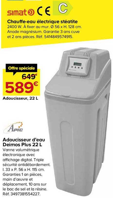 adoucisseur d'eau deimos plus 22 litres apic