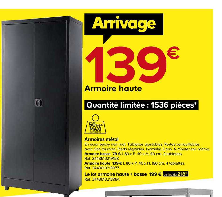 armoire haute métal époxy noir mat