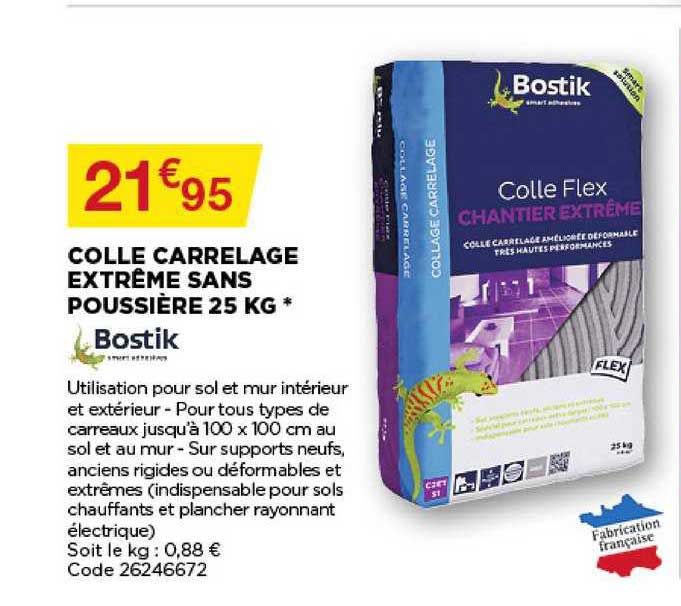 Colle Carrelage Extrême Sans Poussière 25 Kg Bostik