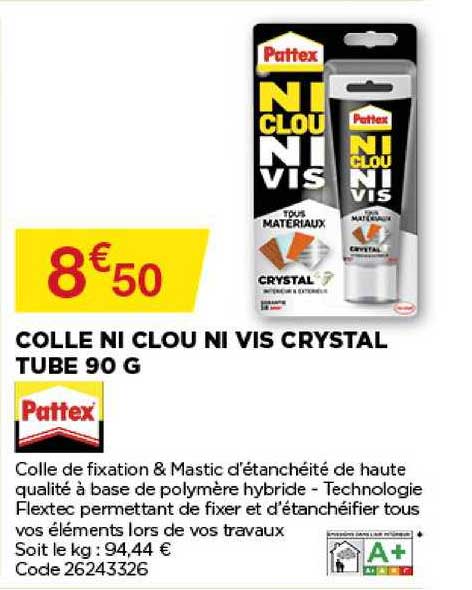colle ni clou ni vis crystal tube 90 g pattex