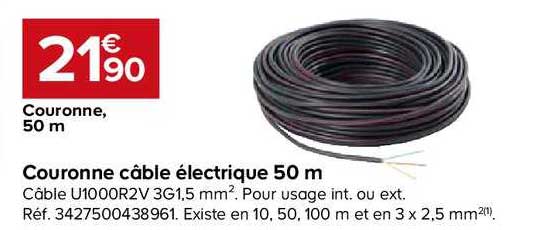 couronne câble électrique 50 mètres