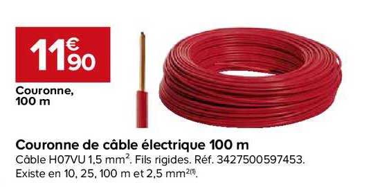 couronne de câble électrique 100 mètres