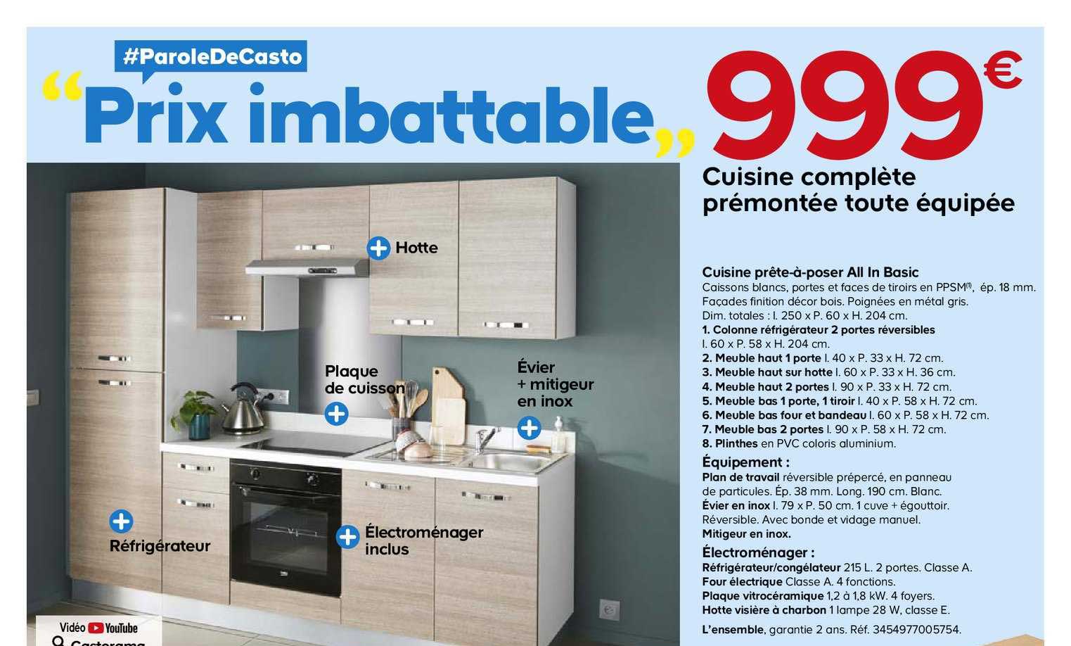 cuisine complète prémontée toute équipée all in basic