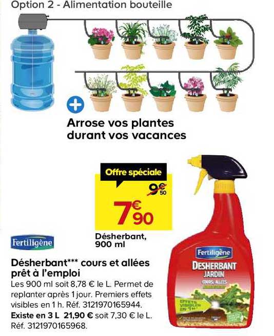 désherbant 900 ml cours et allées prêt à l emploi fertiligène