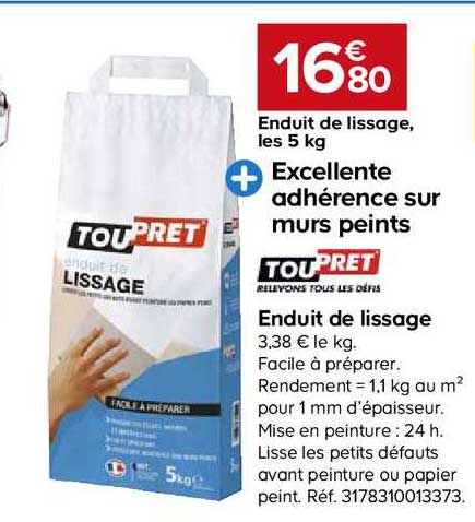 Enduit De Lissage Les 5 Kg Toupret