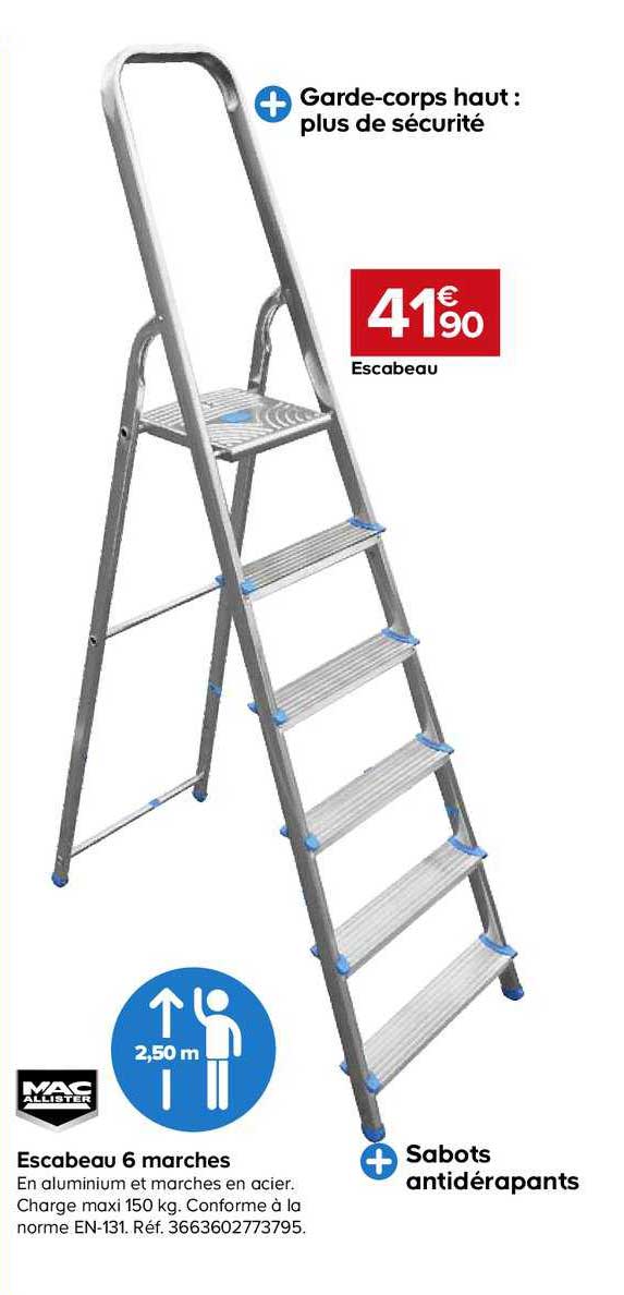 escabeau 6 marches en aluminium  mac allister