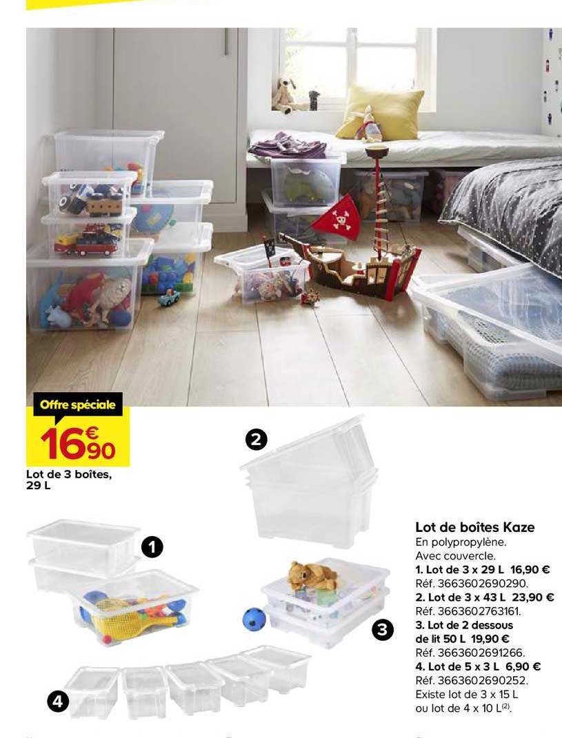 lot de 3 boîtes 29 litres kaze