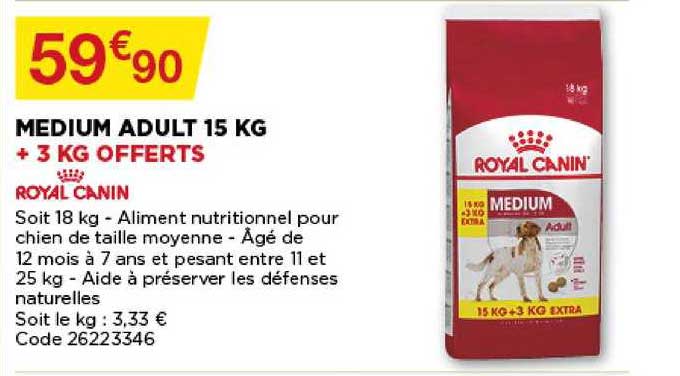 medium adult 15 kg royal canin