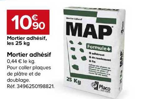 mortier adhésif formule+ 25 kg placo