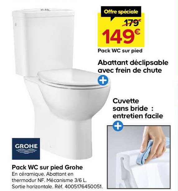 pack wc sur pied abattant déclipsable grohe