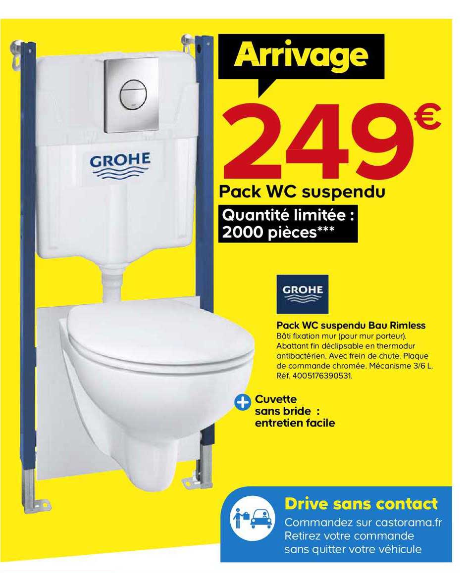pack wc suspendu bau rimless grohe
